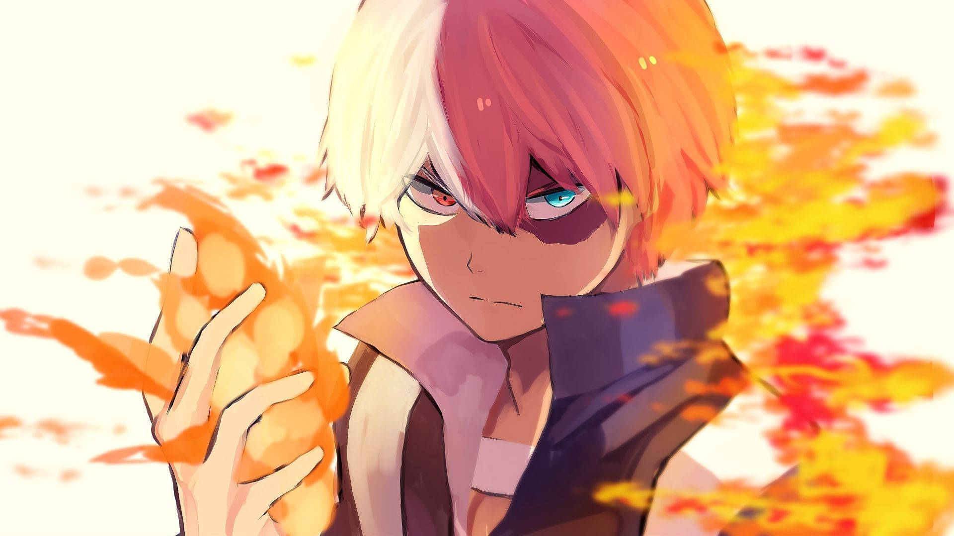 Oulike Todoroki wat Vuur gebruik Tekening Muurpapier