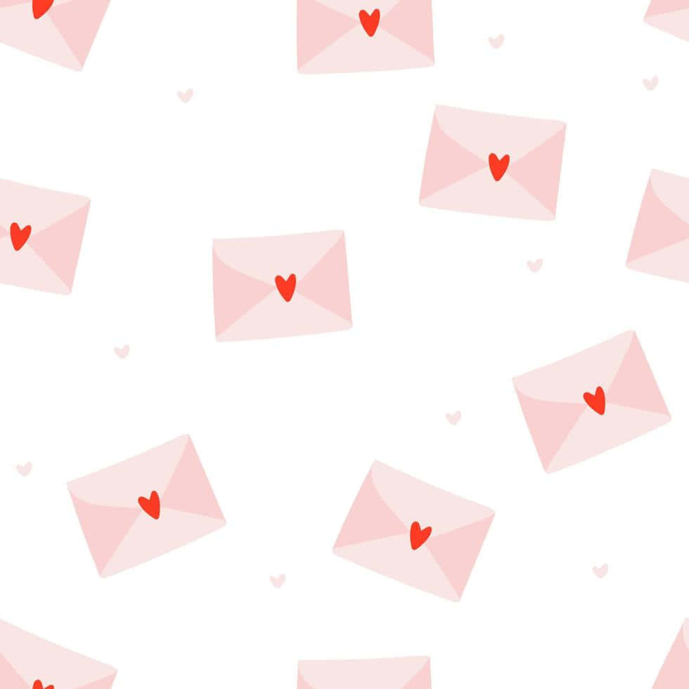 Oulike Valentynsdag-koeverte met rooi hartjiespatroon Muurpapier