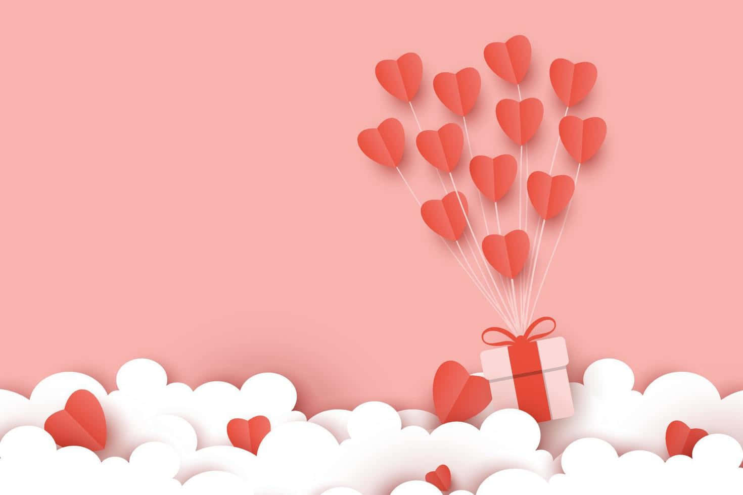 Oulike Valentynsdag-geskenk met Hartballonne Vektor-kuns Muurpapier