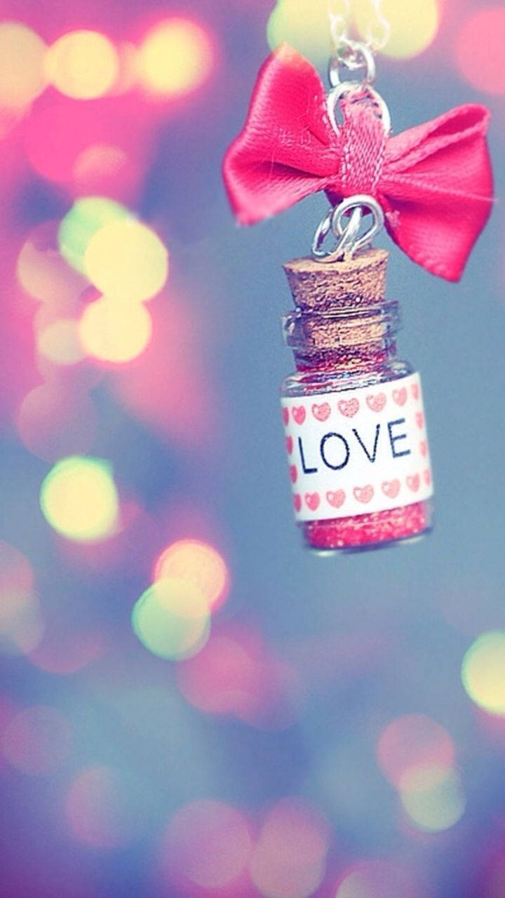 Oulike Valentynsdag Liefde Bottel Sleutelhanger Muurpapier