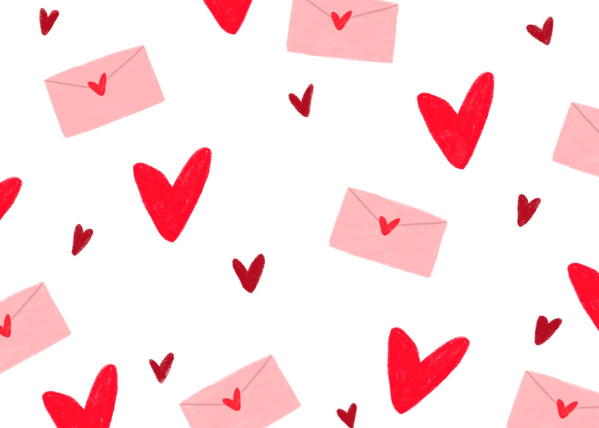 Oulike Valentynsdag Rooi Harte Digitale Kunswerk Muurpapier