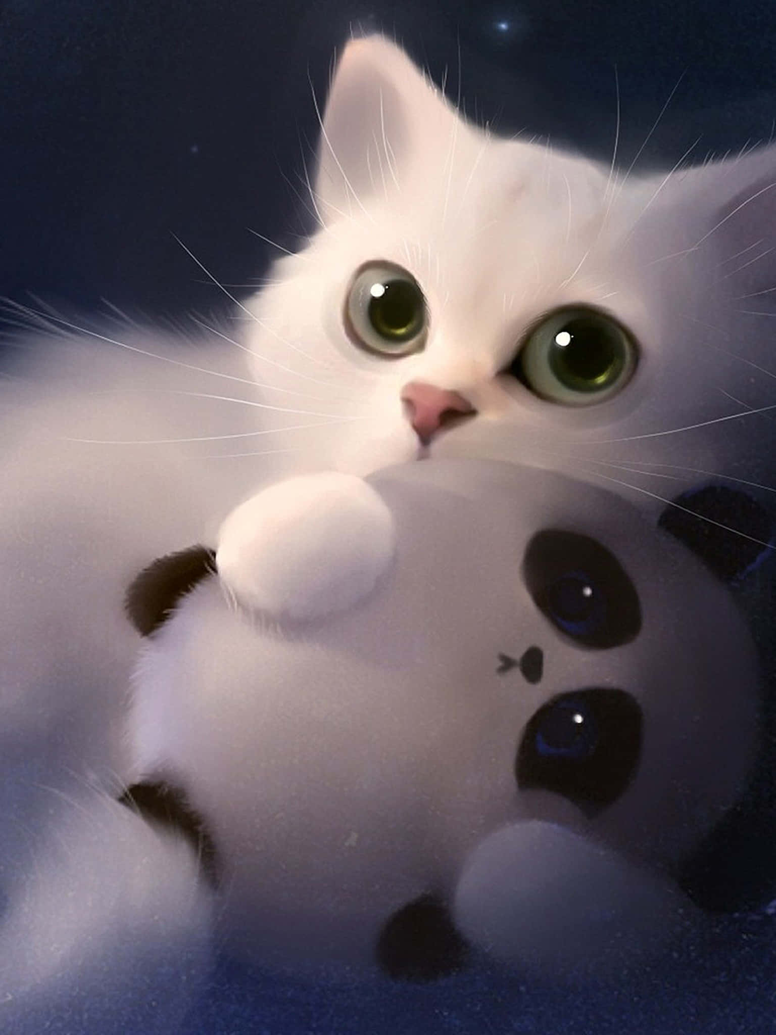 Oulike Wit 3D Kat Muurpapier