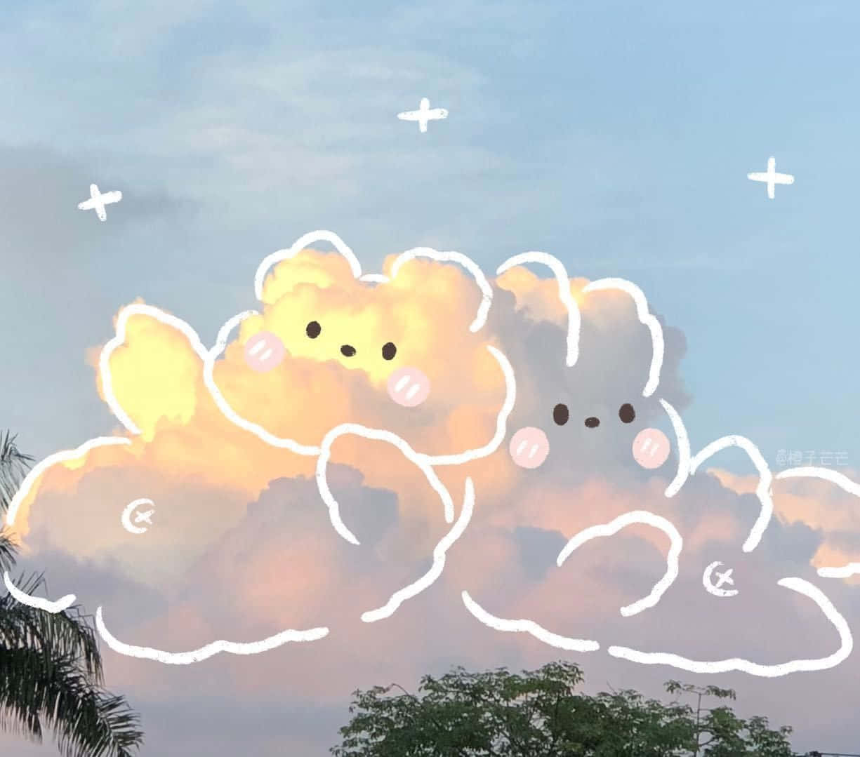 Oulike Wolk Soos Bere Muurpapier