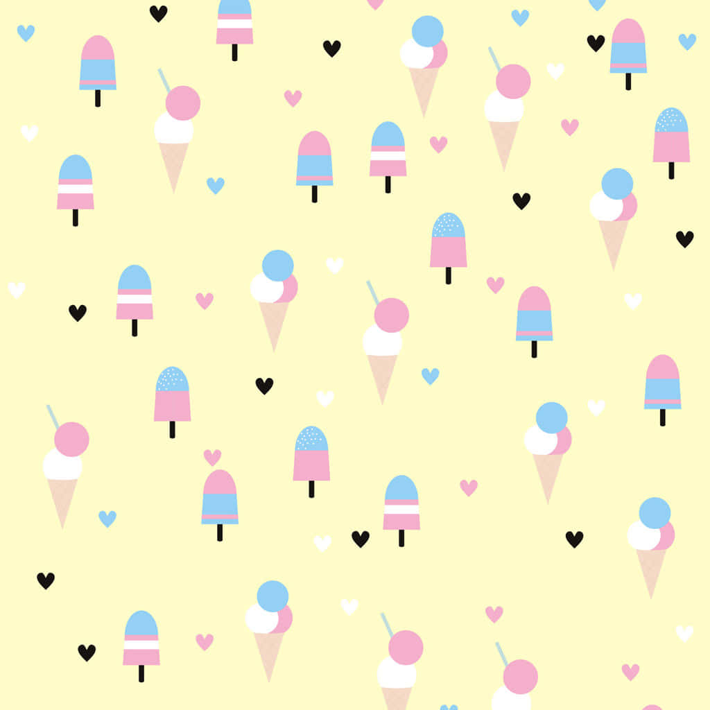 Oulike Ysroom op Pastelgeel Muurpapier