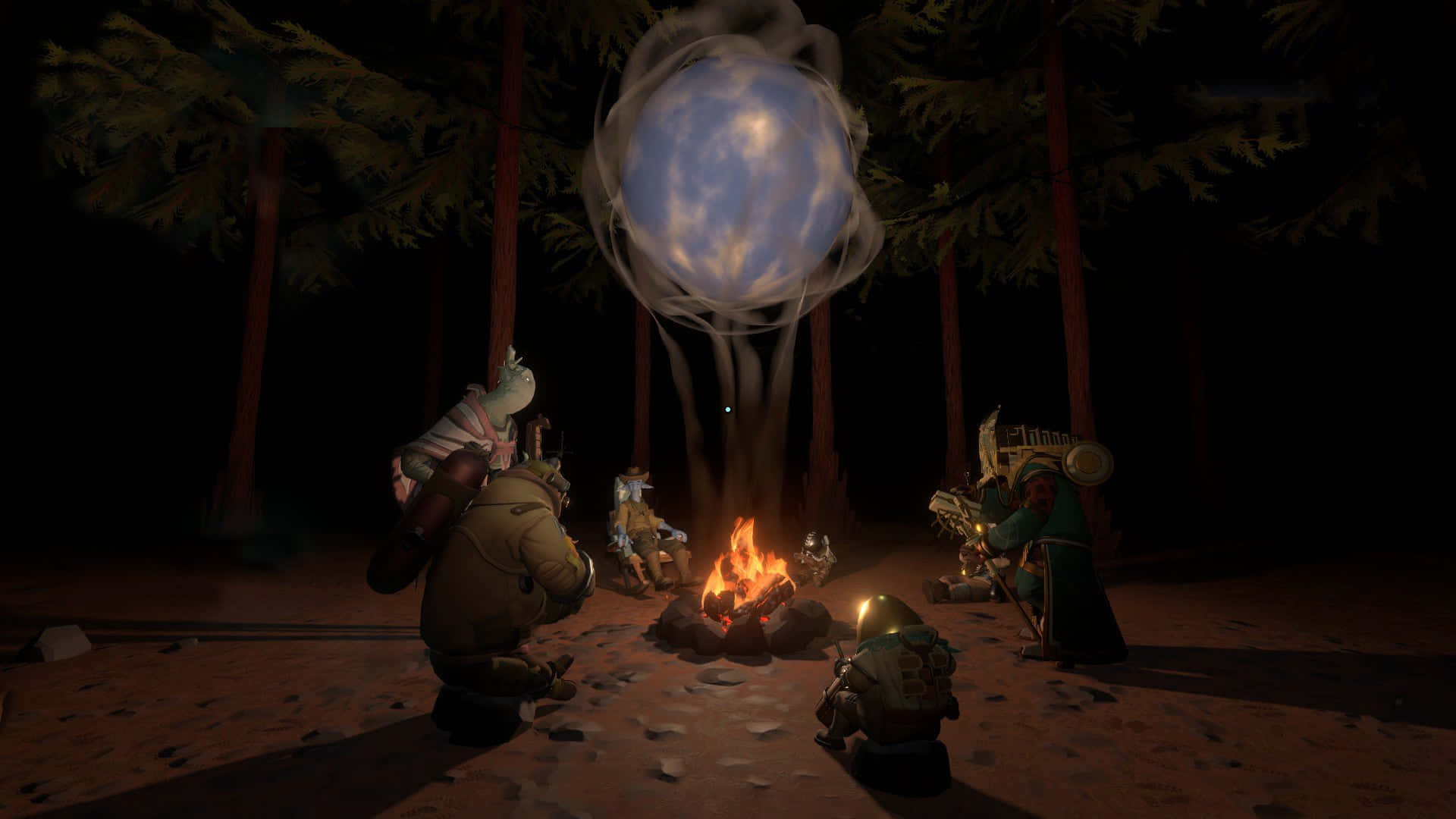 Outer Wilds Verkenners by Kampvuur Muurpapier