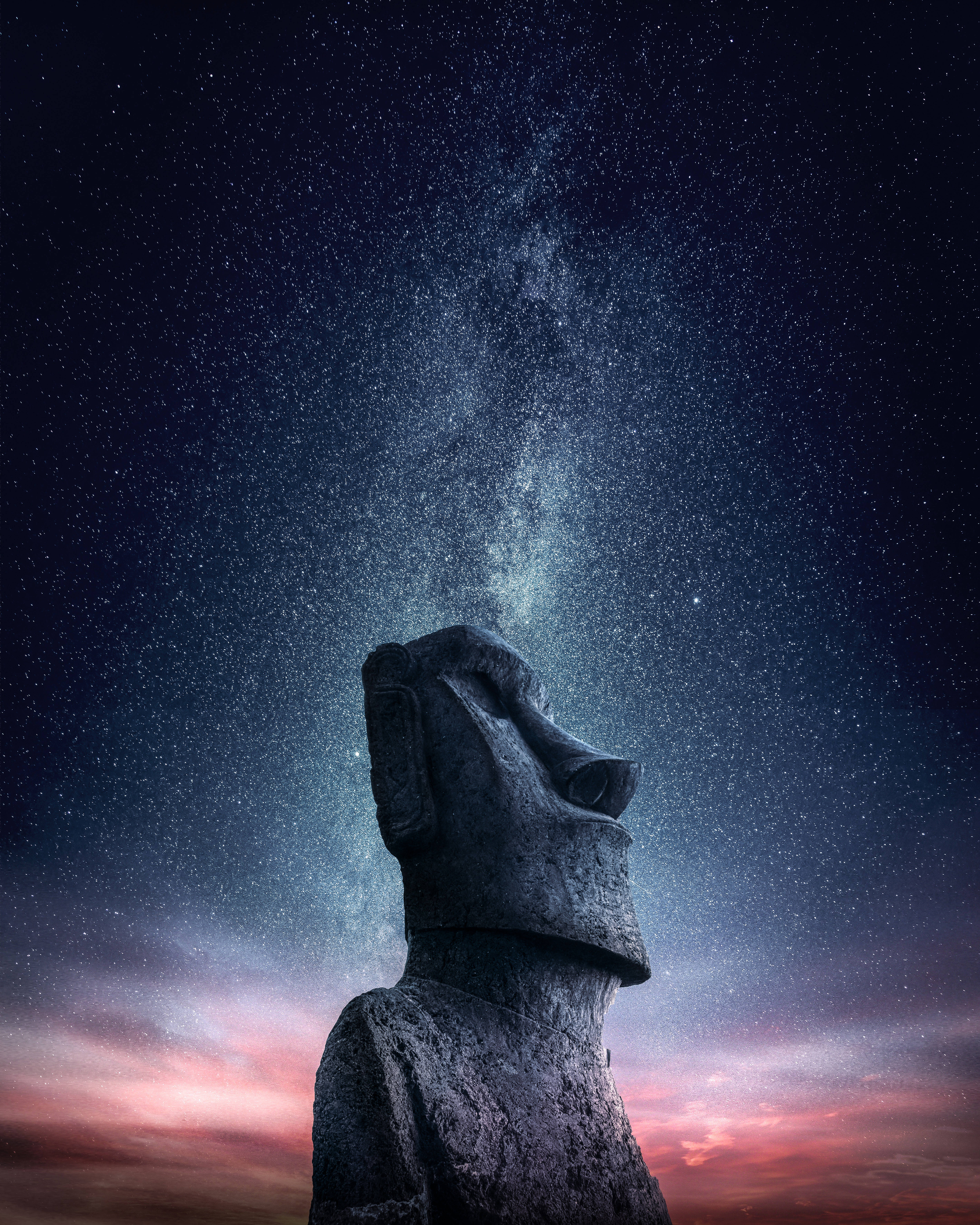 Paaseiland en Moai-beeld Muurpapier