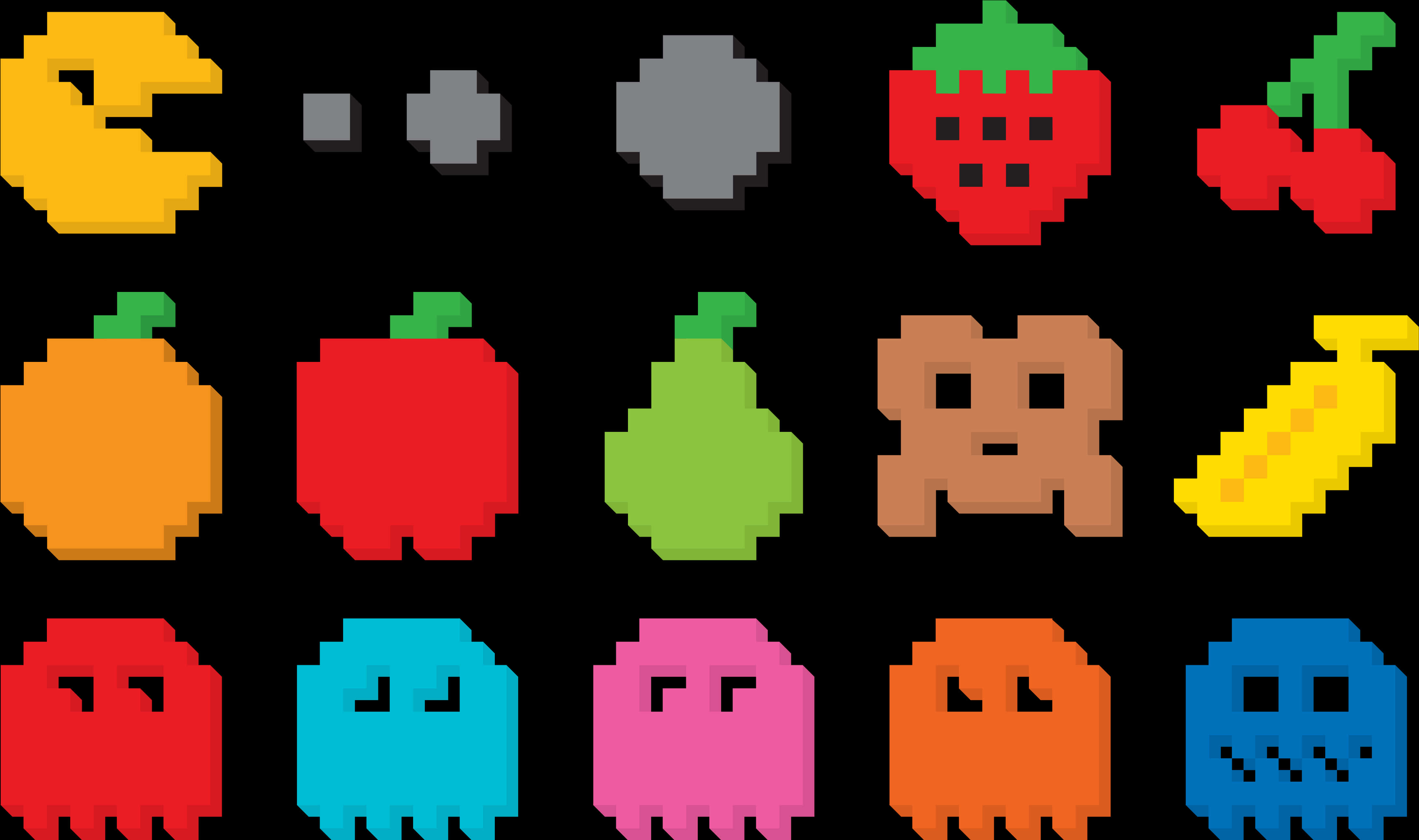 Pacman en Spoke Pixelkuns Muurpapier
