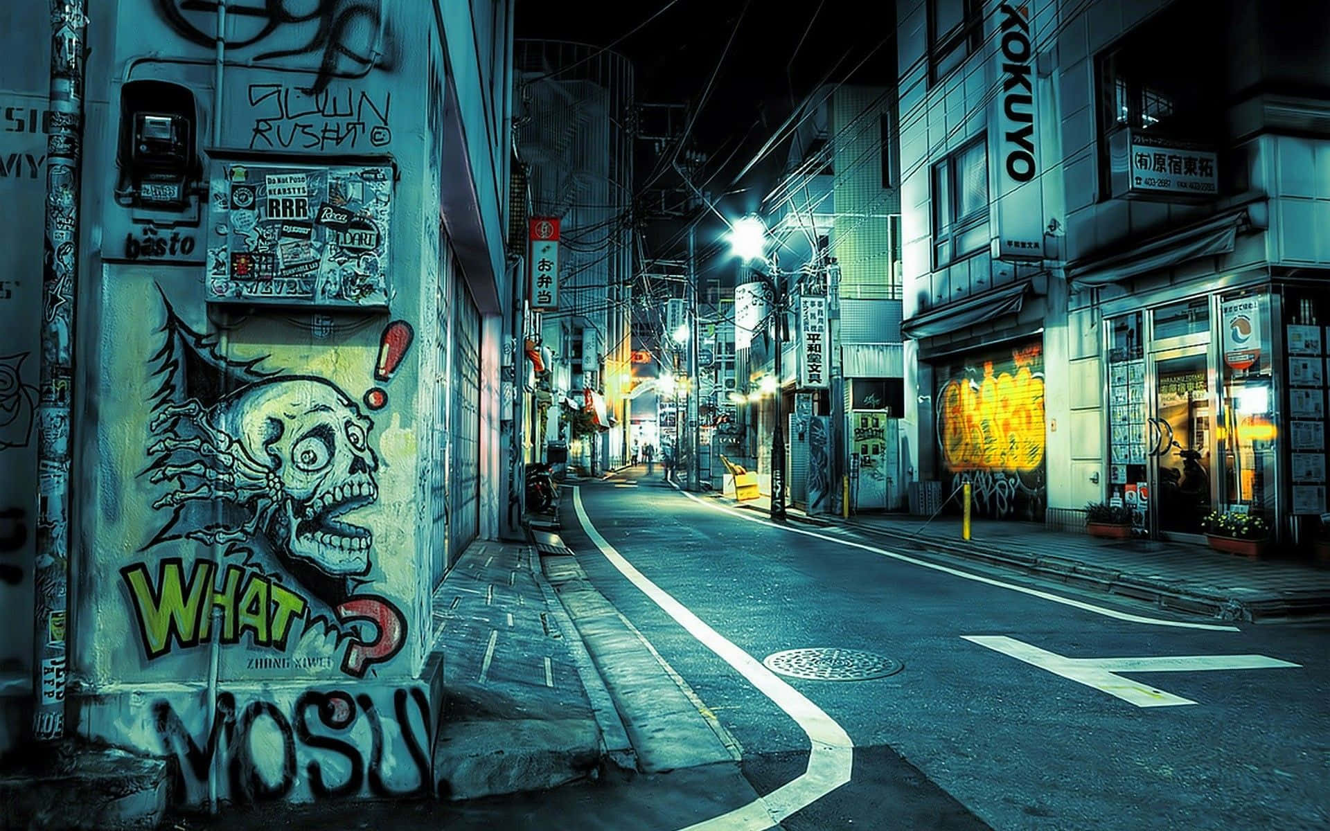 Pad Agtergrond Graffiti In Tokio Japan Muurpapier