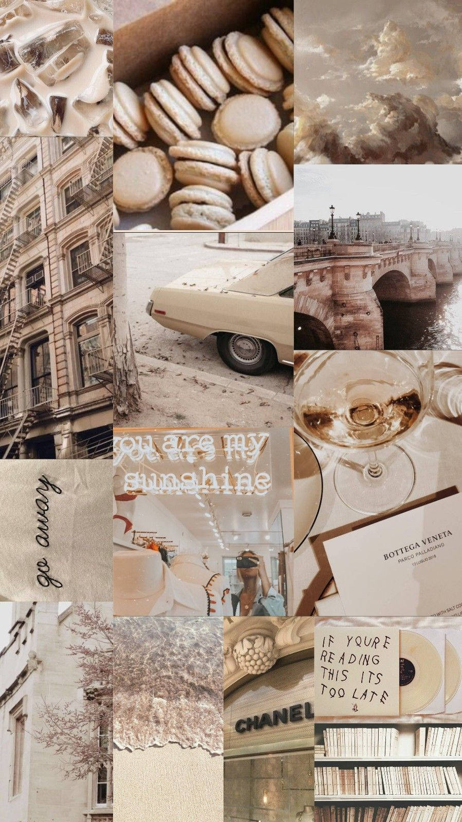 Pale Estetiese Beige Collage Muurpapier