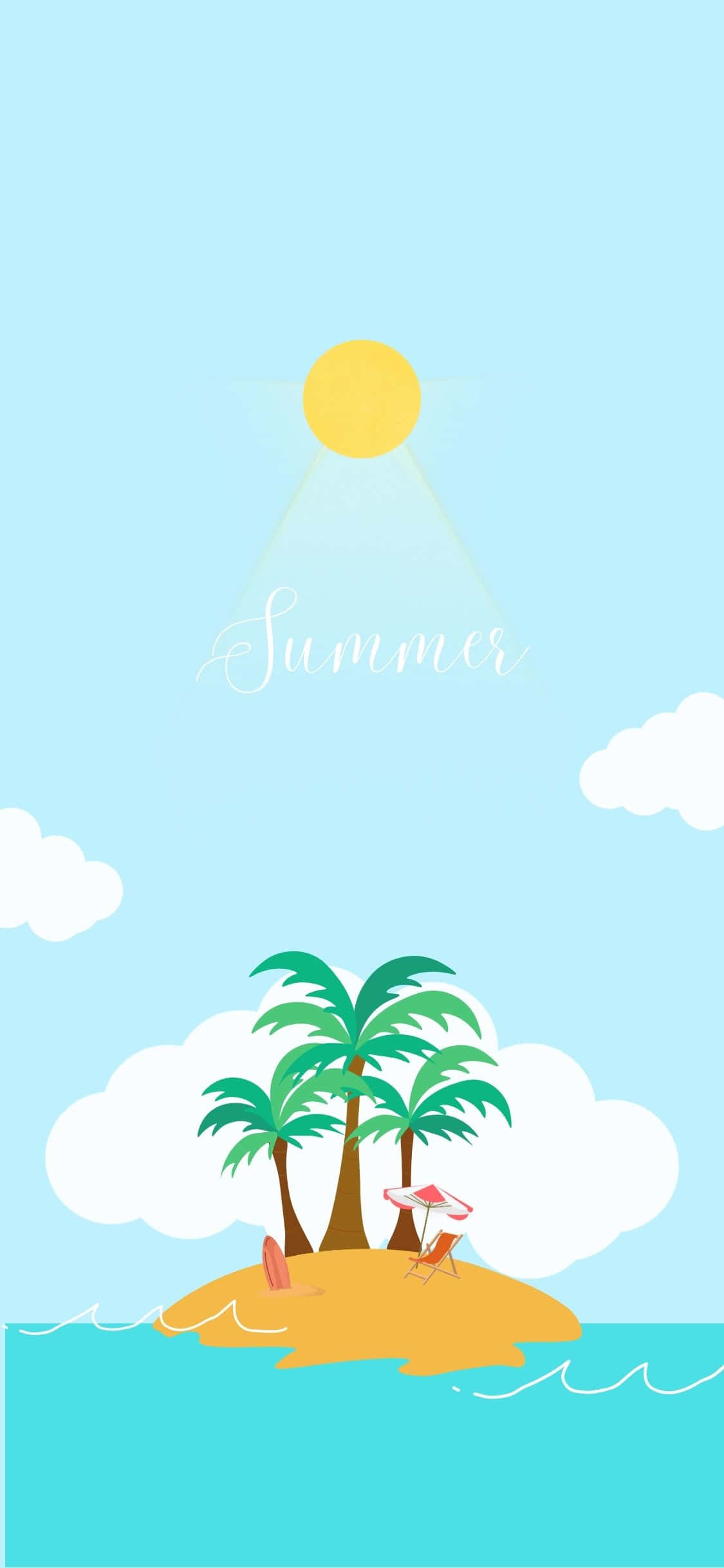 Palms oor Eiland iPhone X Someragtergrond Muurpapier