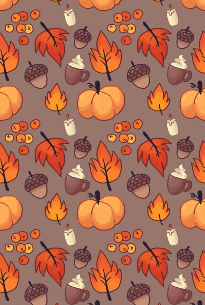 Pampoene, Eikels en Esdoringblare Herfs Halloween Muurpapier