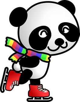 Panda op Ysskaatse Muurpapier