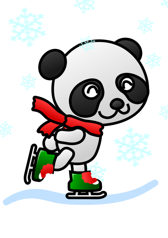 Panda Skaats Winter Wonderland Muurpapier
