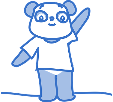 Panda T-hemp in Strokiesprentstyl Blou Muurpapier