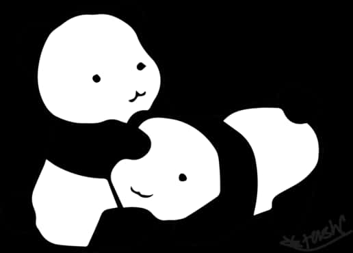 Panda Vriende Swart en Wit Muurpapier