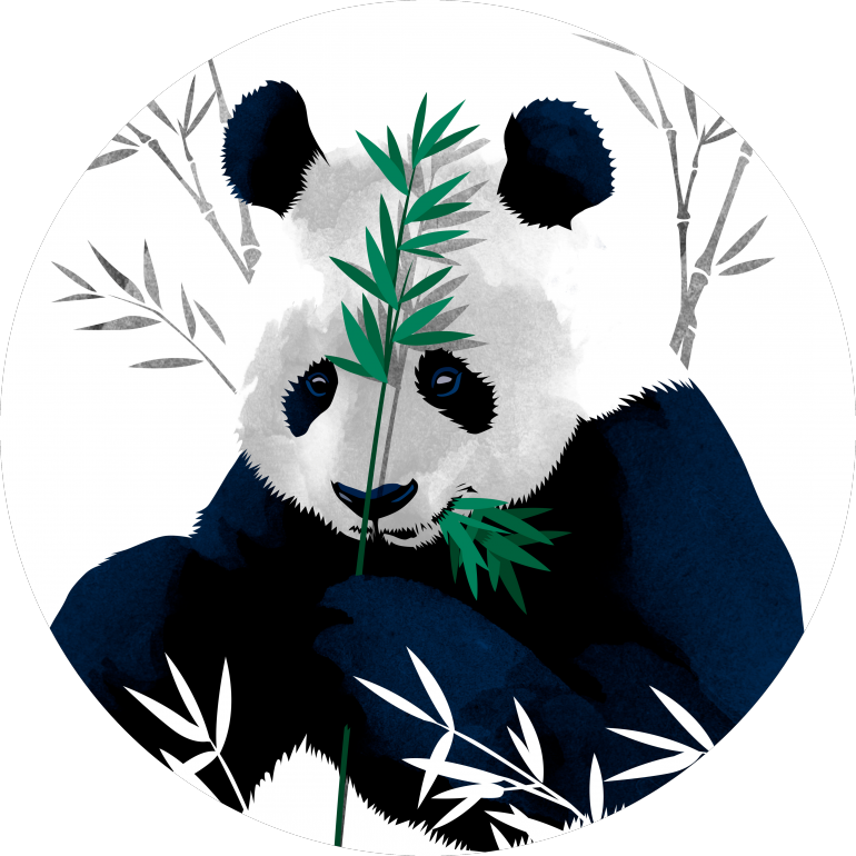 Panda wat Bamboe eet - Vektor Kuns Muurpapier