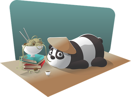 Panda wat met noedels studeer Muurpapier