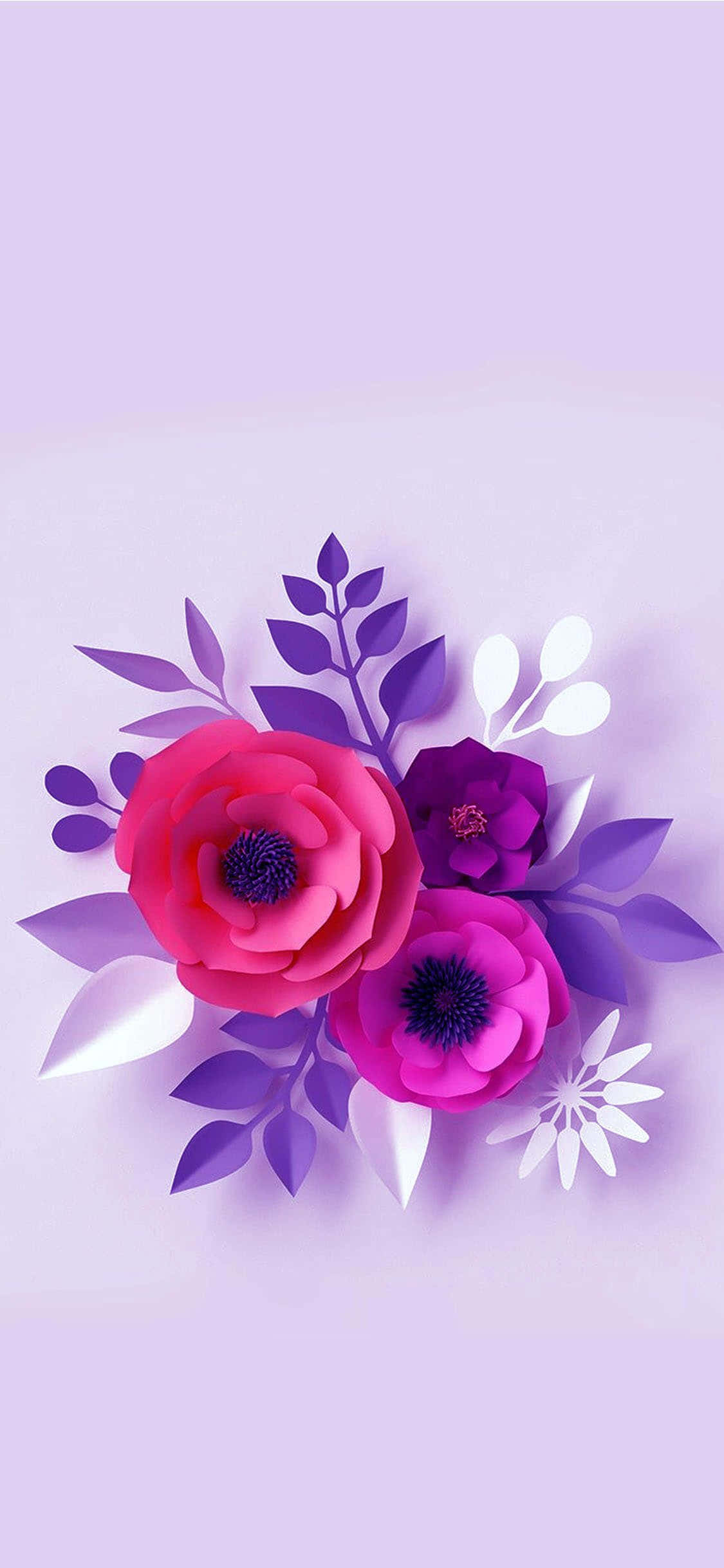 papierblomme op 'n pers agtergrond Muurpapier