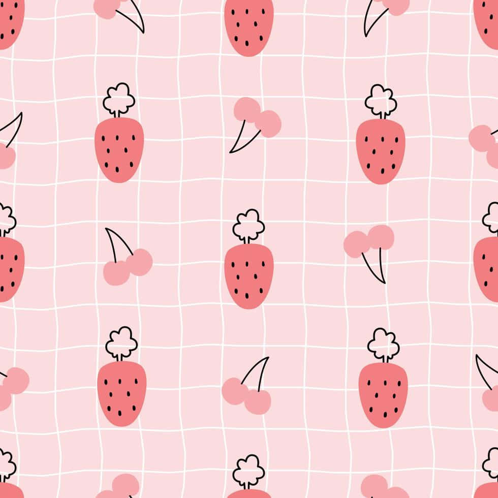 Pastel Aarbei Patroon Muurpapier