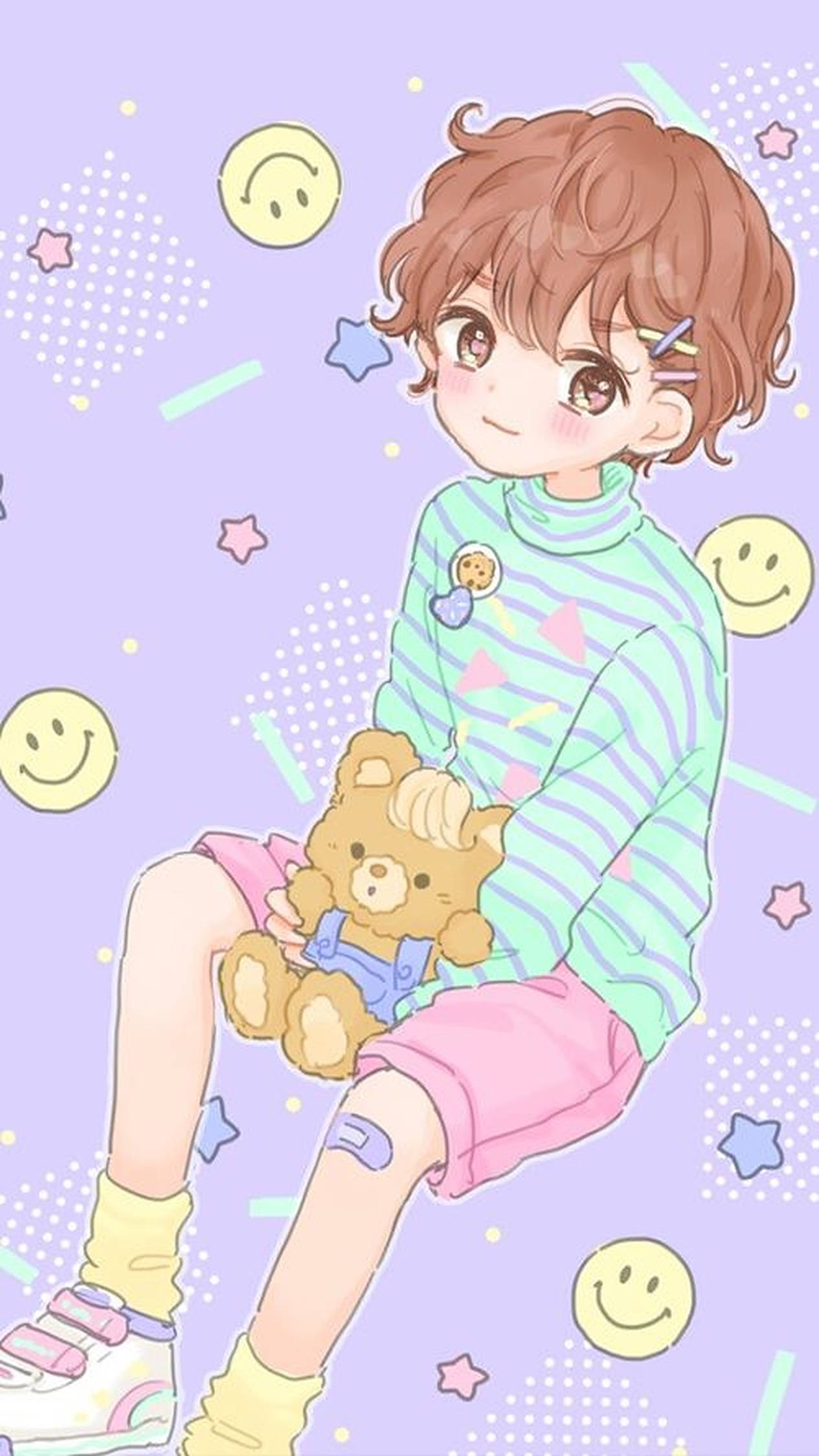 Pastel Anime Kinders Muurpapier