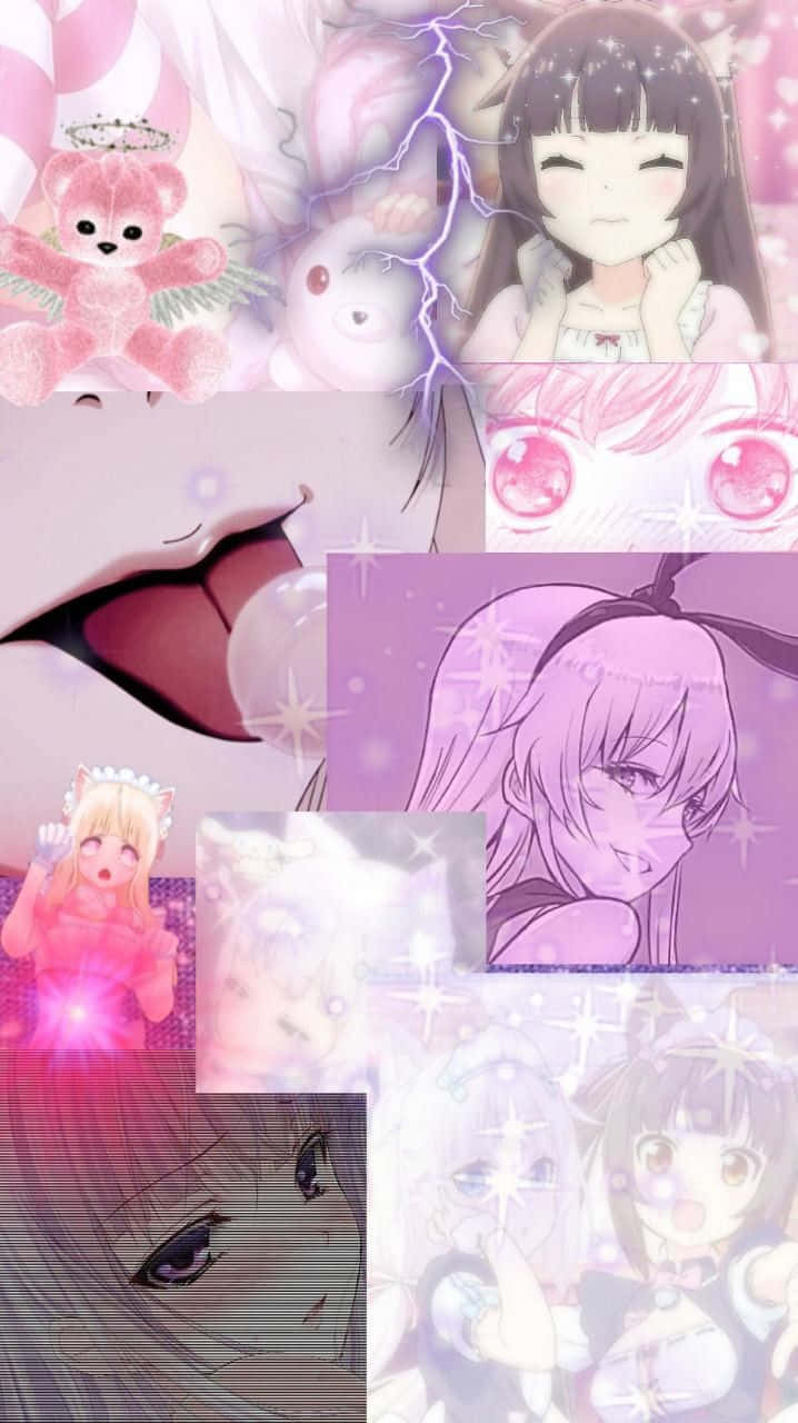 Pastel Goth Anime Meisie Collage Muurpapier
