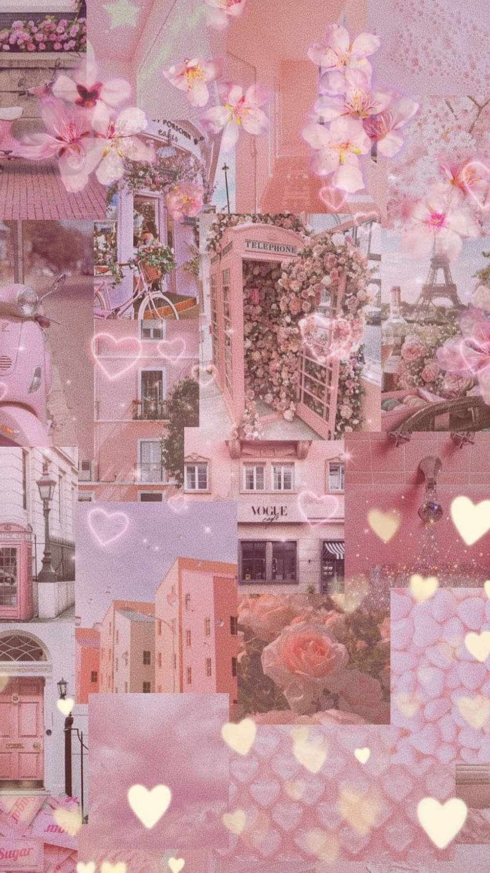 Pastel iPad Pink Collage Kuns Muurpapier