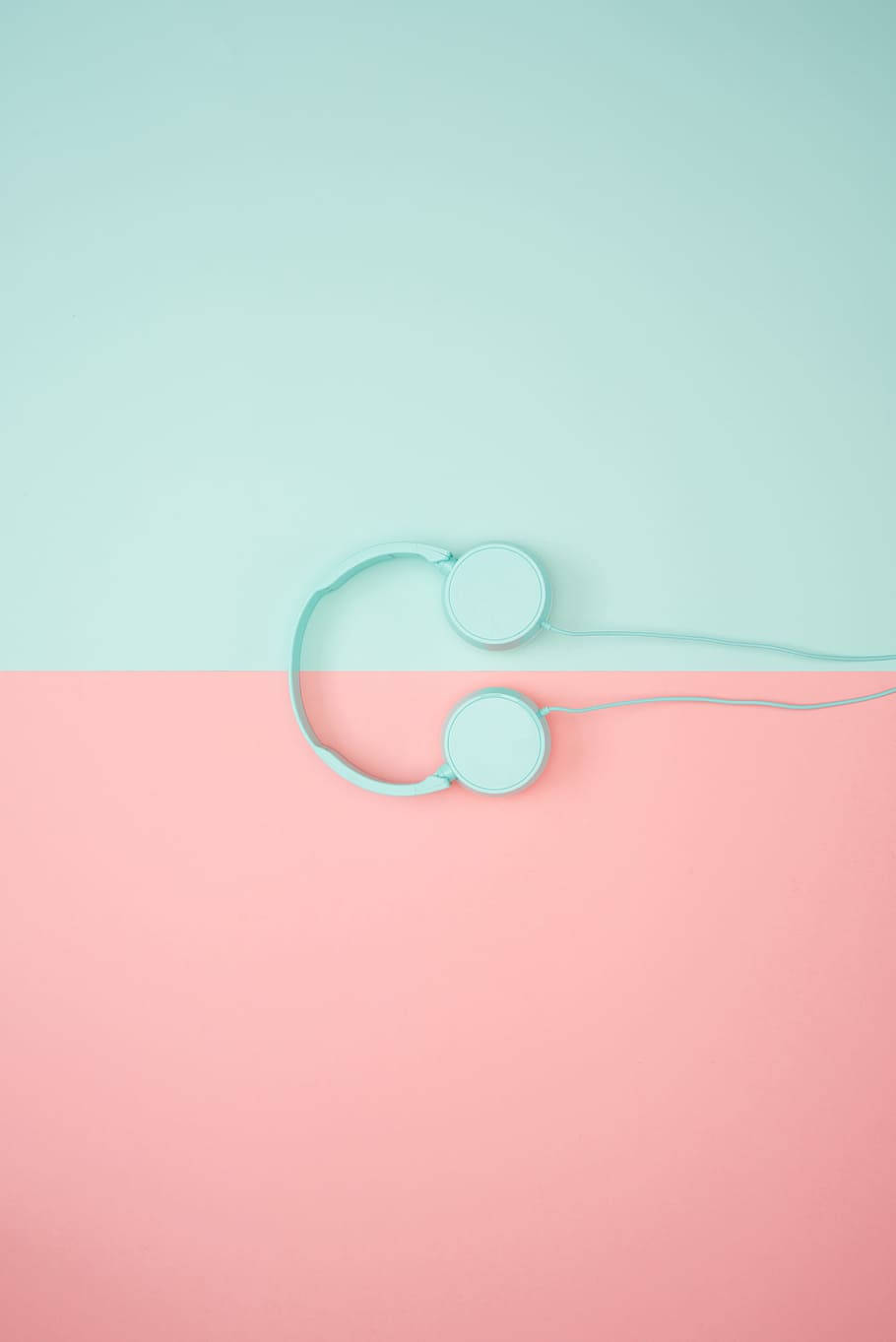 Pastel iPhone Groen Pienk Koptelefoon Muurpapier