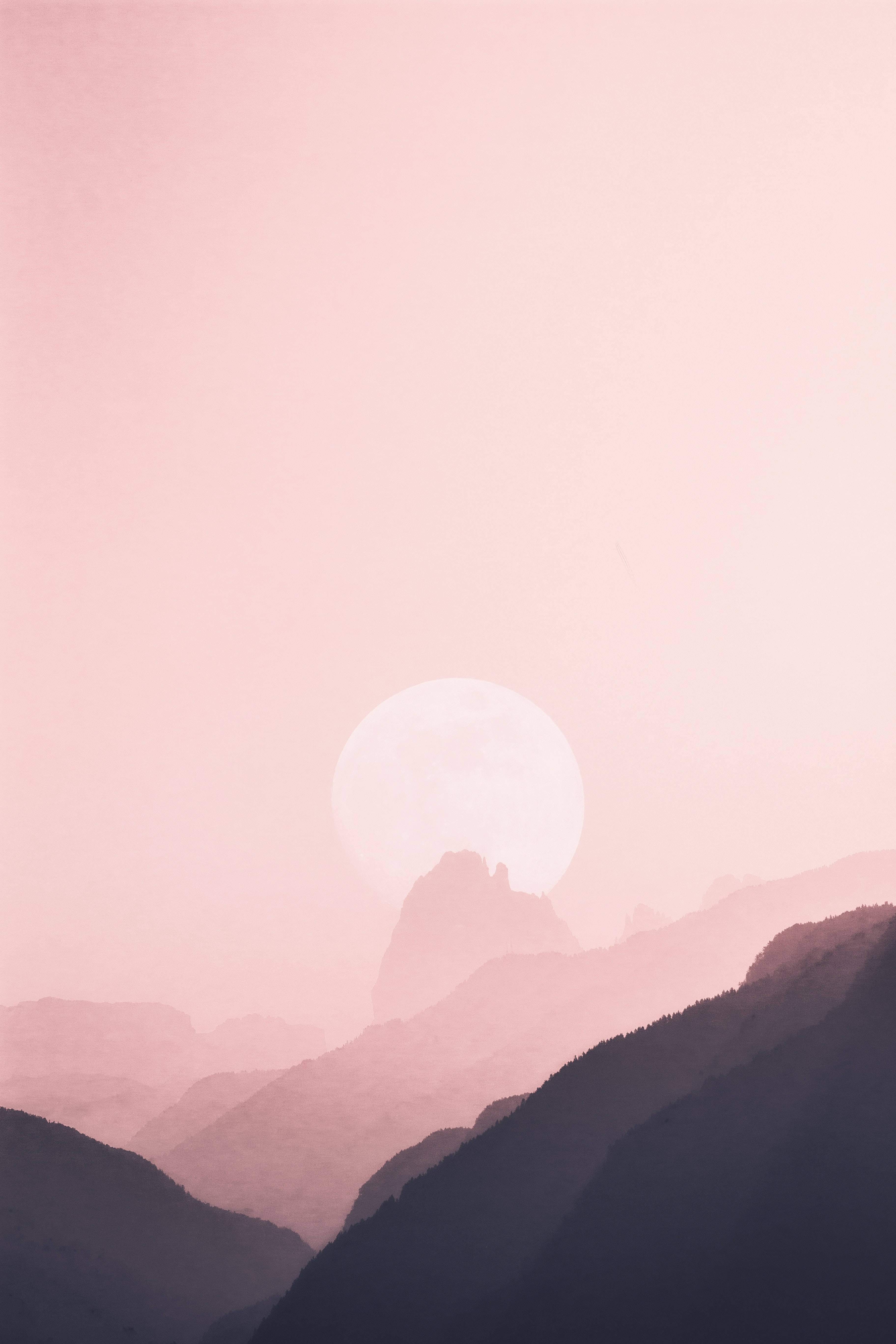 Pastel iPhone Pink Maan Muurpapier