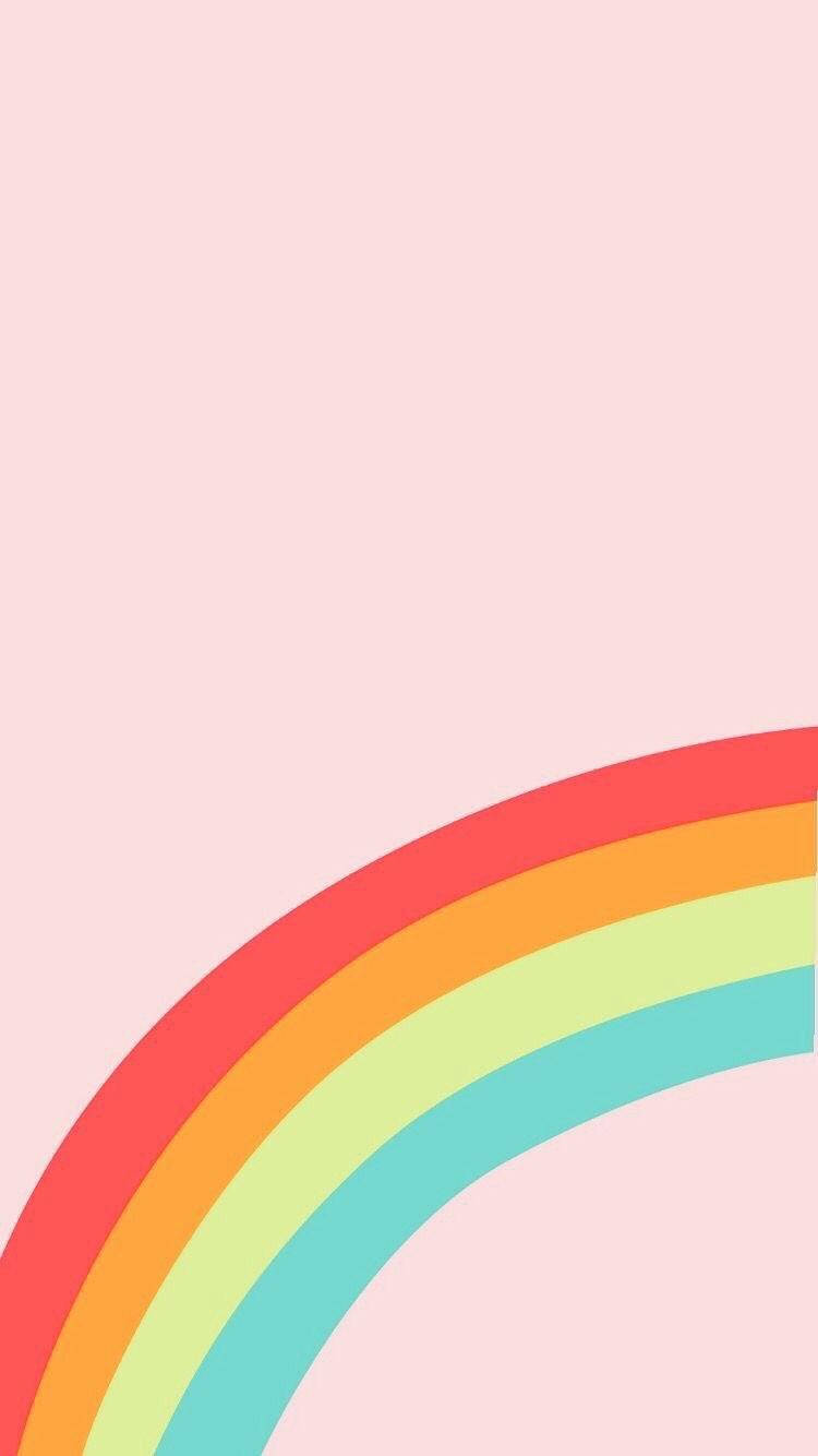 Pastel iPhone Pienk Reënboog Muurpapier