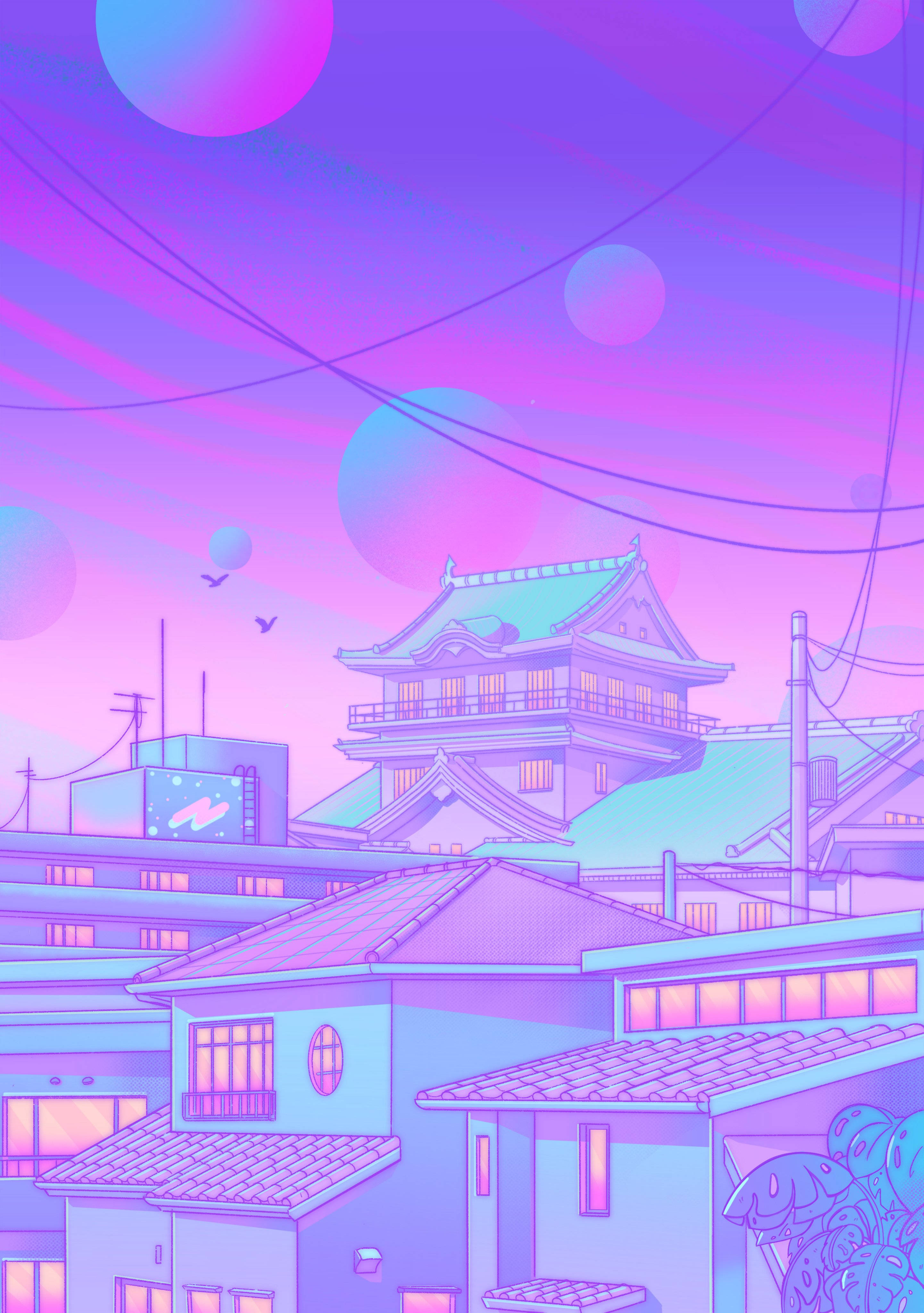 Pastel Japannese Estetiek van Wykbolletjies Muurpapier