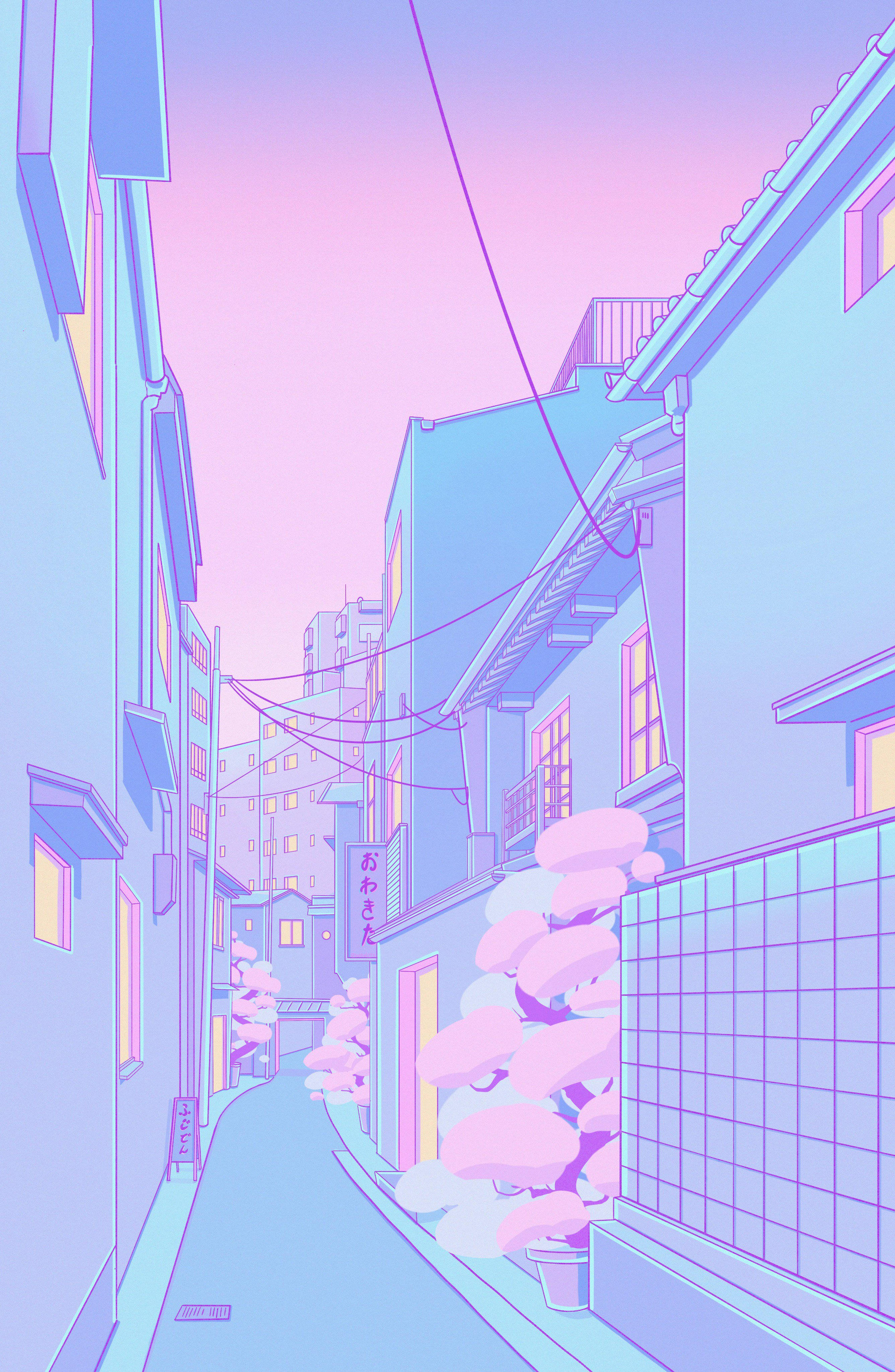 Pastel Japannese Estetika Leë Stegie Muurpapier