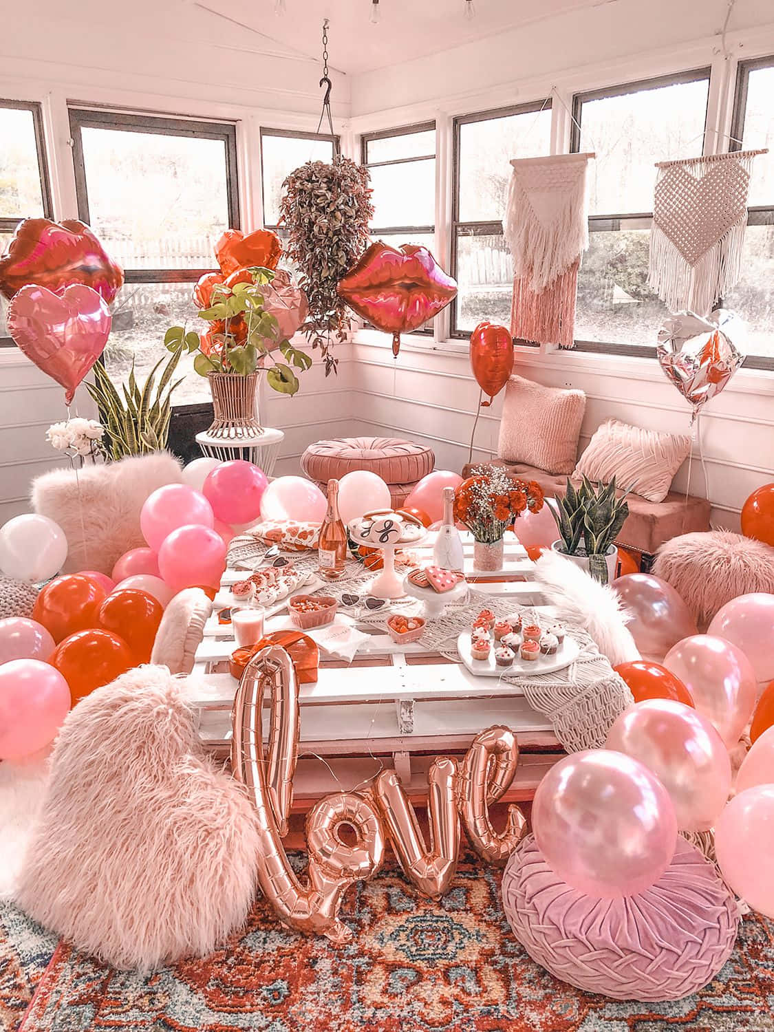 Pastel Liefde Verrassing Valentynsdag Prente Muurpapier