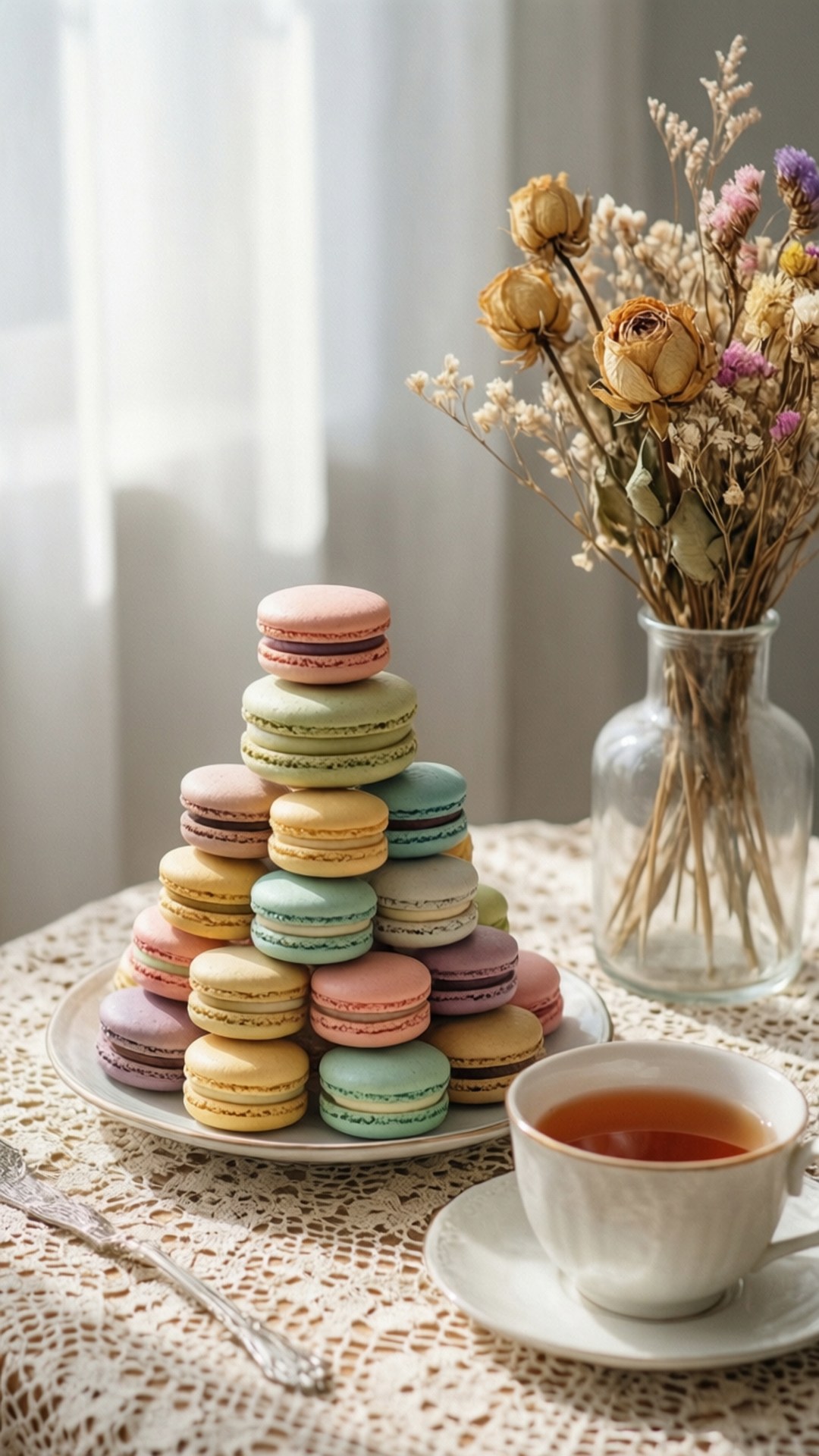 Pastel Macaron Teetyd Muurpapier