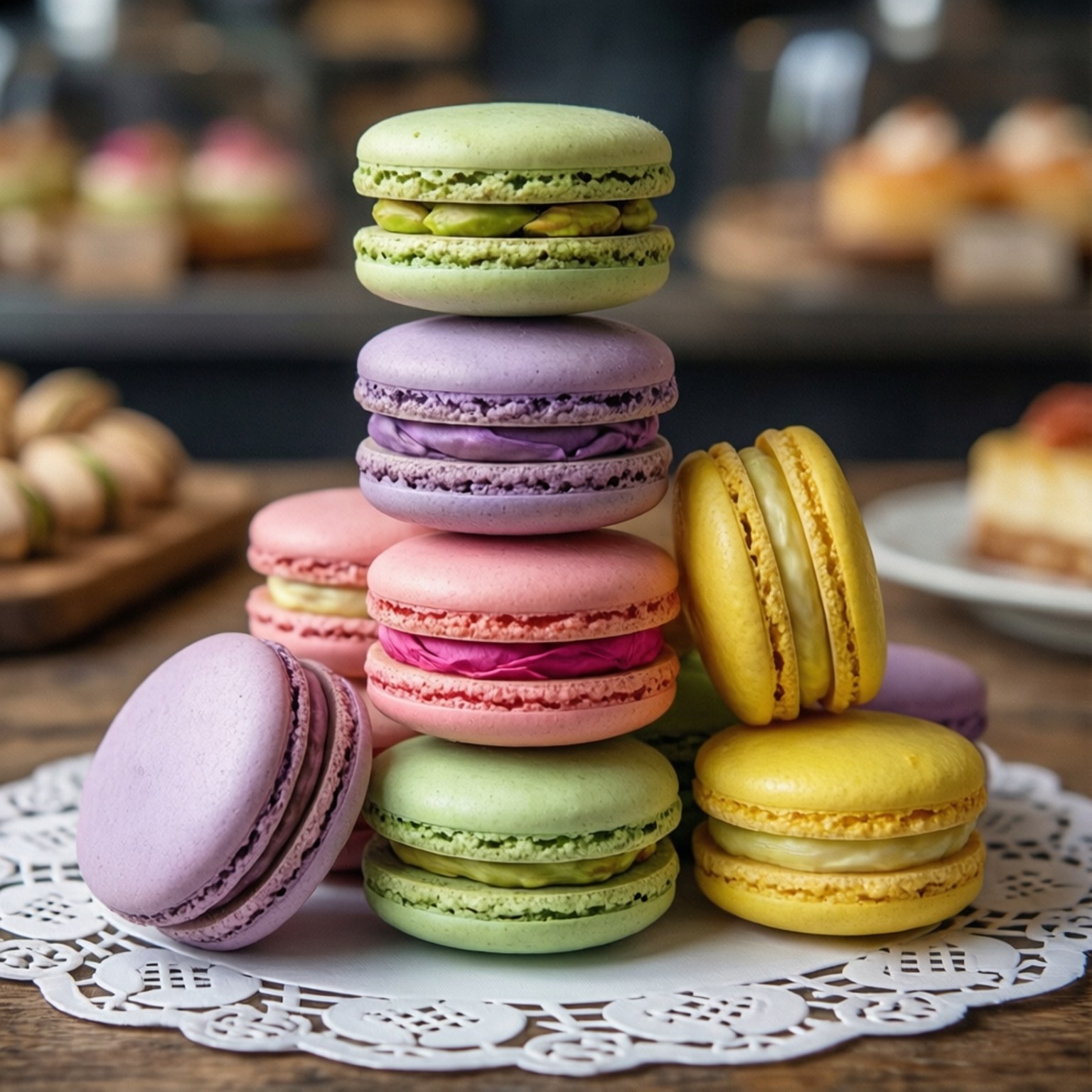 Pastel Macaron-toring Muurpapier