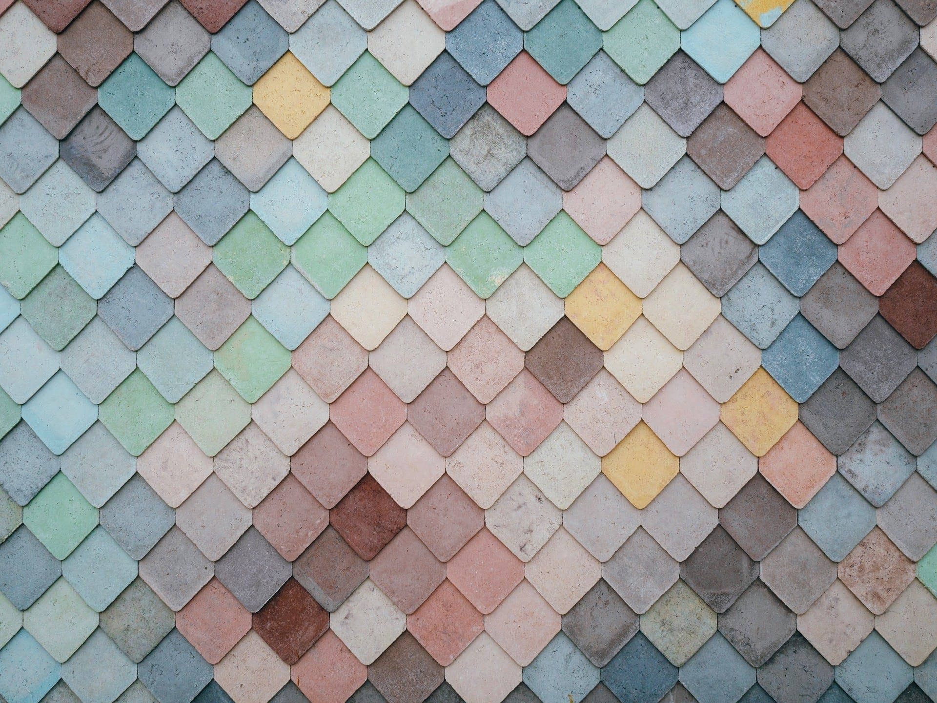 Pastel Mozaïek Vloerteëls Muurpapier