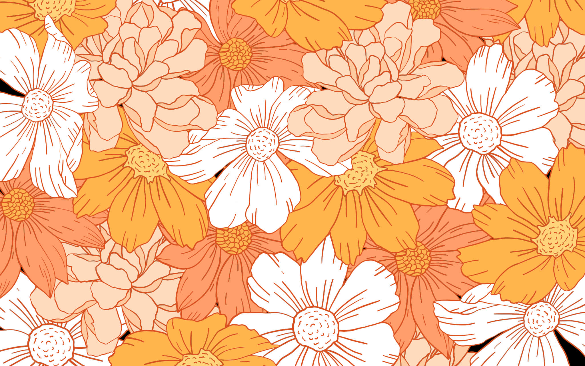 Pastel Oranje Blom Estetika Muurpapier