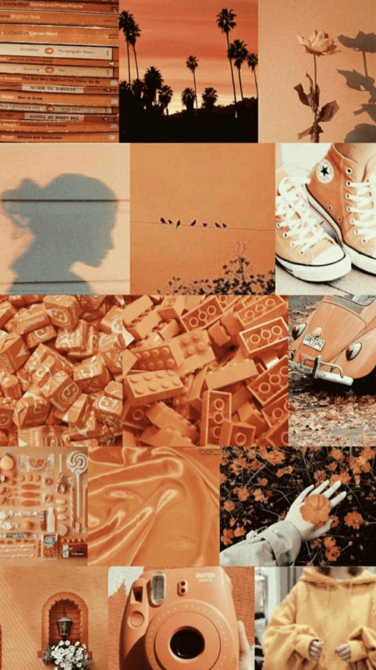 Pastel Oranje Estetiese Collage Muurpapier