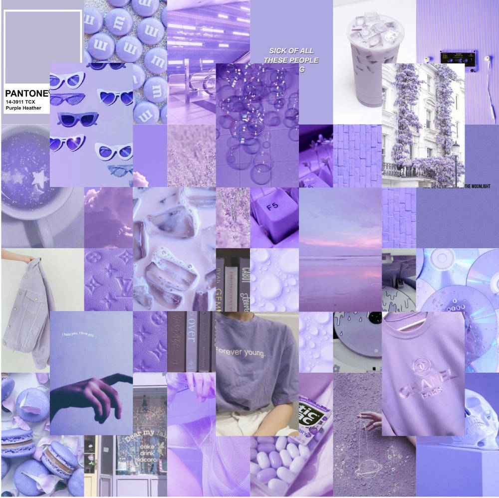 Pastel pers koel dinge collage agtergrond