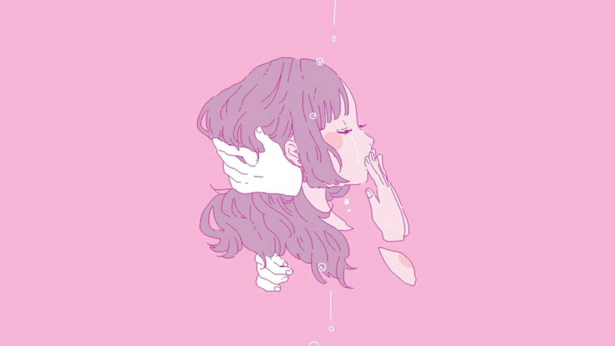 Pastel Pienk Anime Estetika Muurpapier