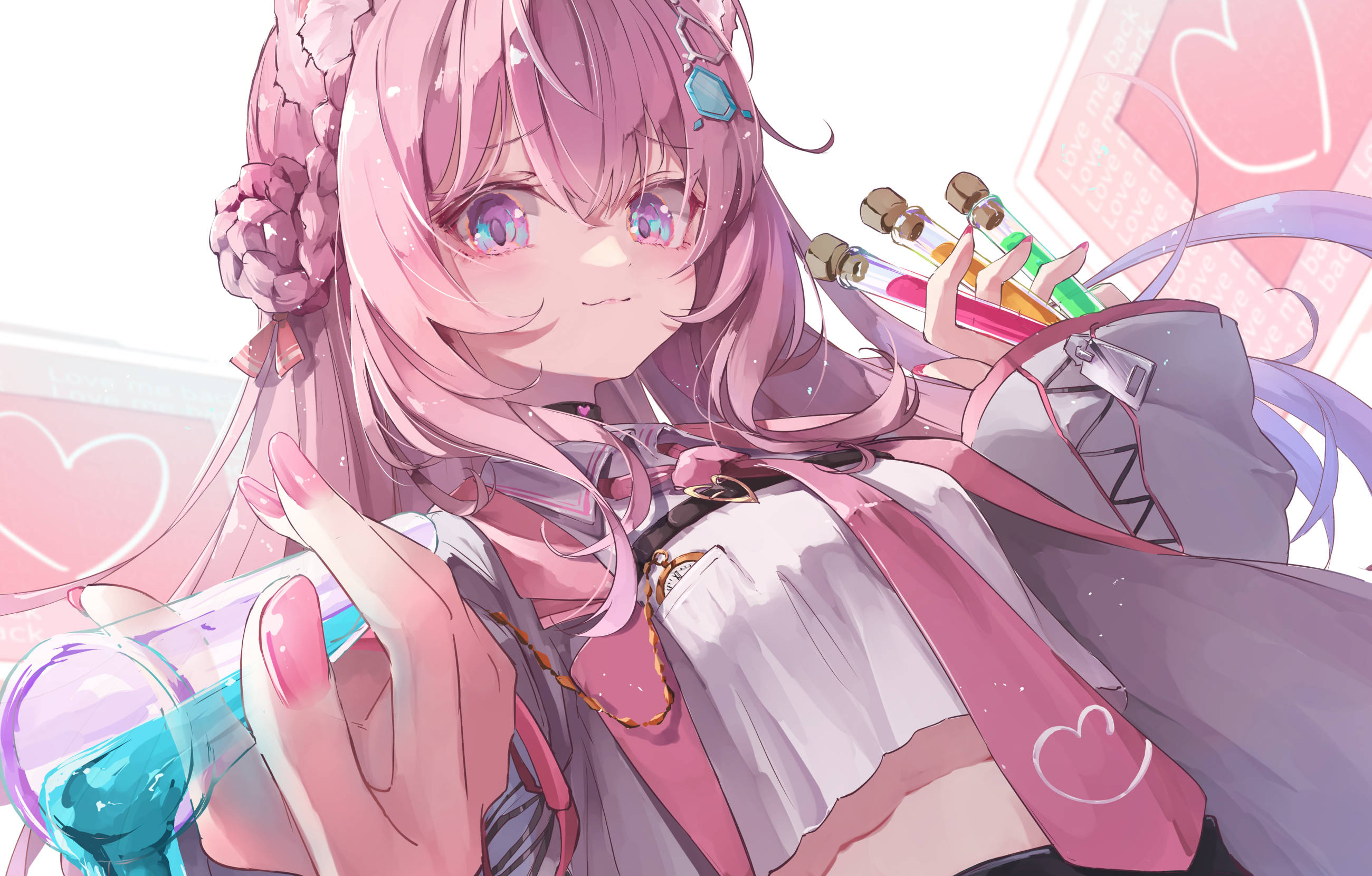Pastel Pienk Hakui Koyori Hololive Muurpapier