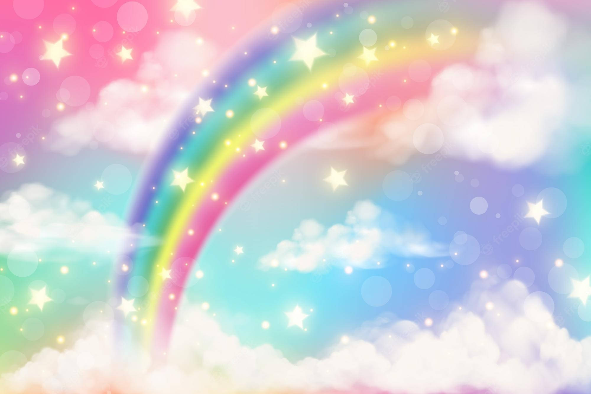 Pastel Reënboog Agtergrond Fantasie Muurpapier