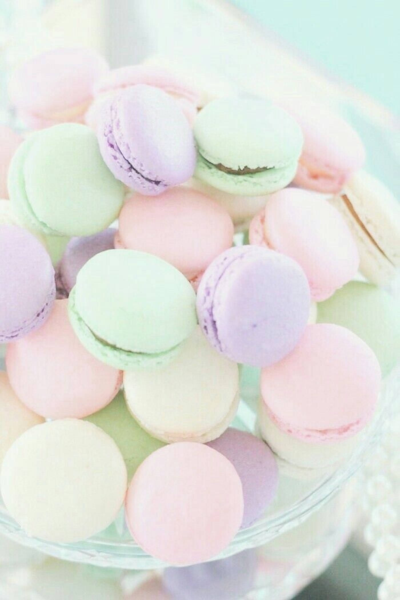 Pastel Reënboog Franse Macarons Muurpapier