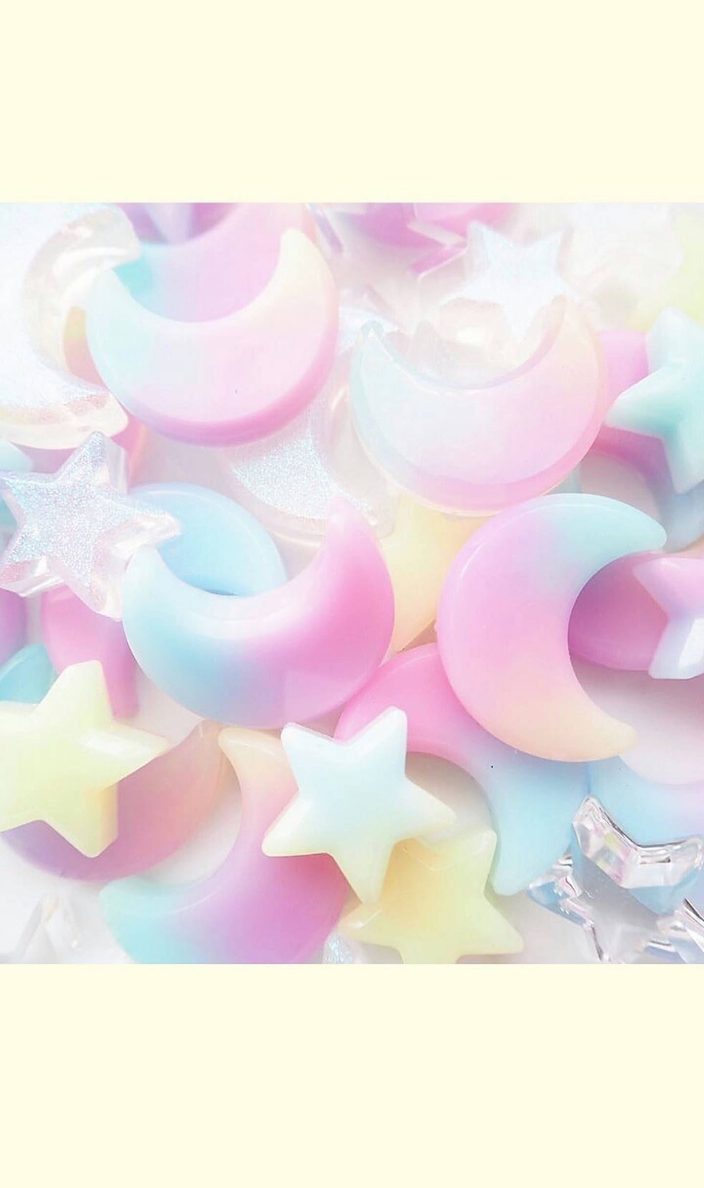Pastel Reënboog Maan en Ster Cabochons Muurpapier