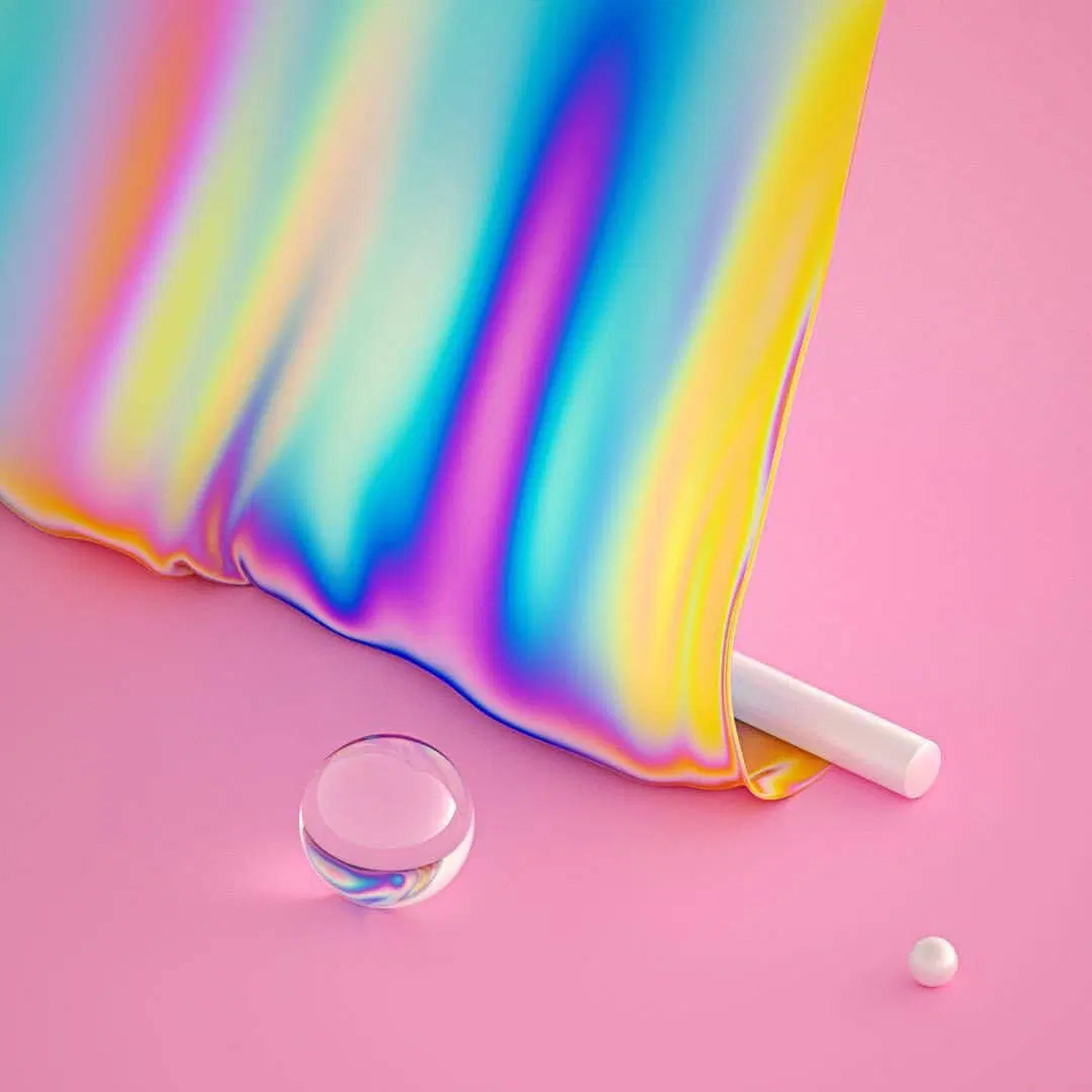 Pastel Reënboog Sy-ontwerp Muurpapier