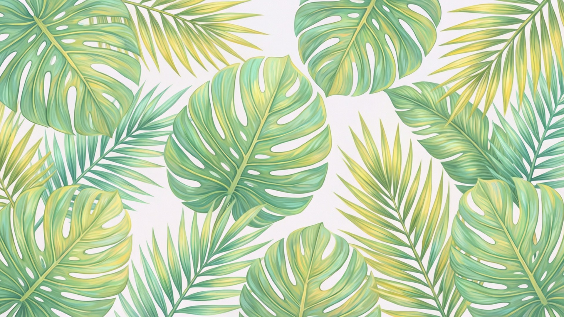 Pastel Tropiese Blare Muurpapier