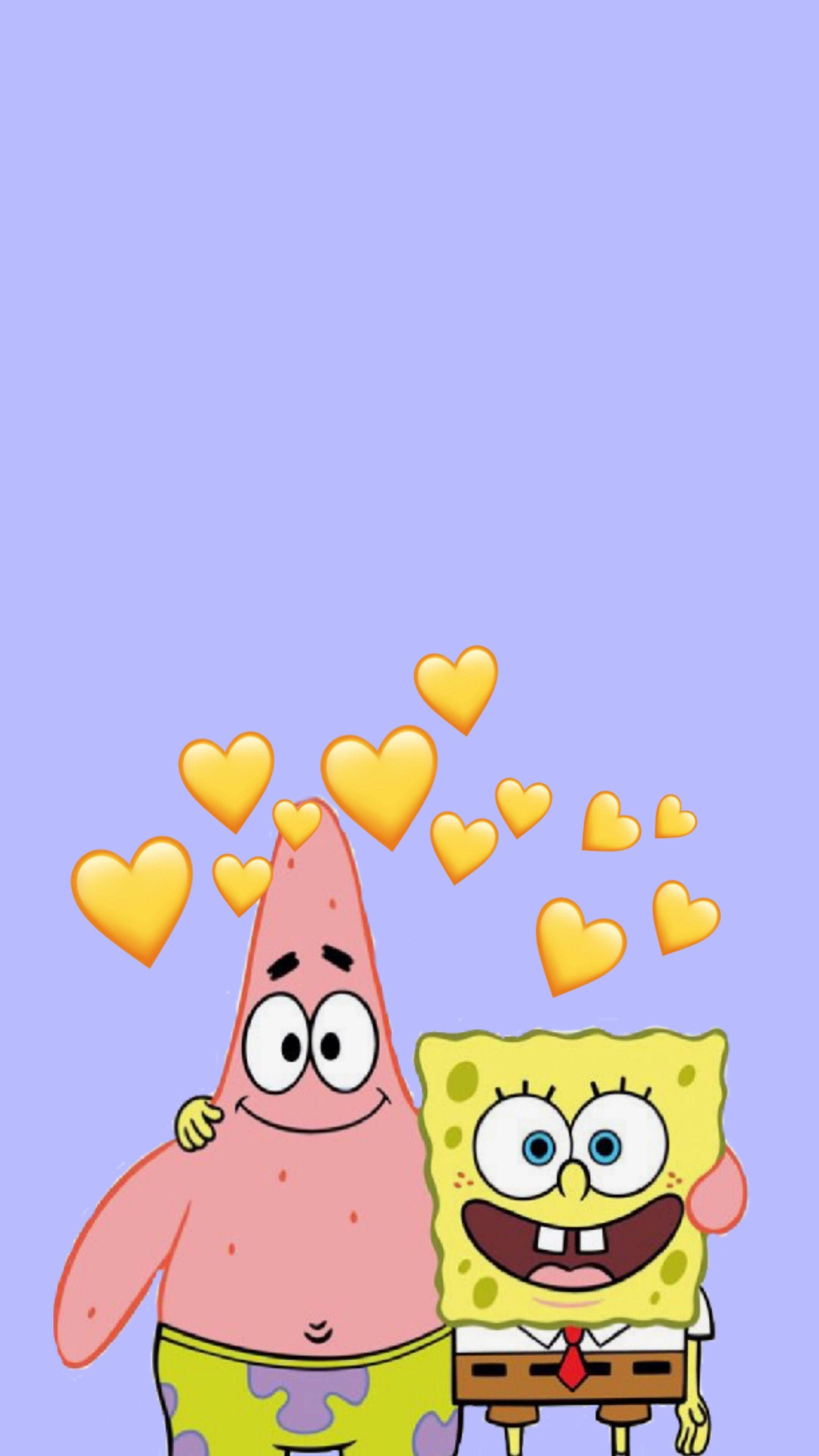 Pastelblou SpongeBob en Patrick Muurpapier