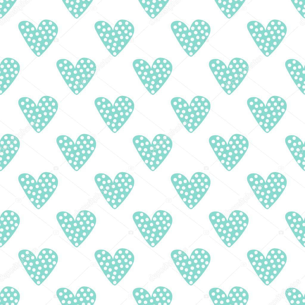 Pastelgroen Gestippelde Hartjies Muurpapier