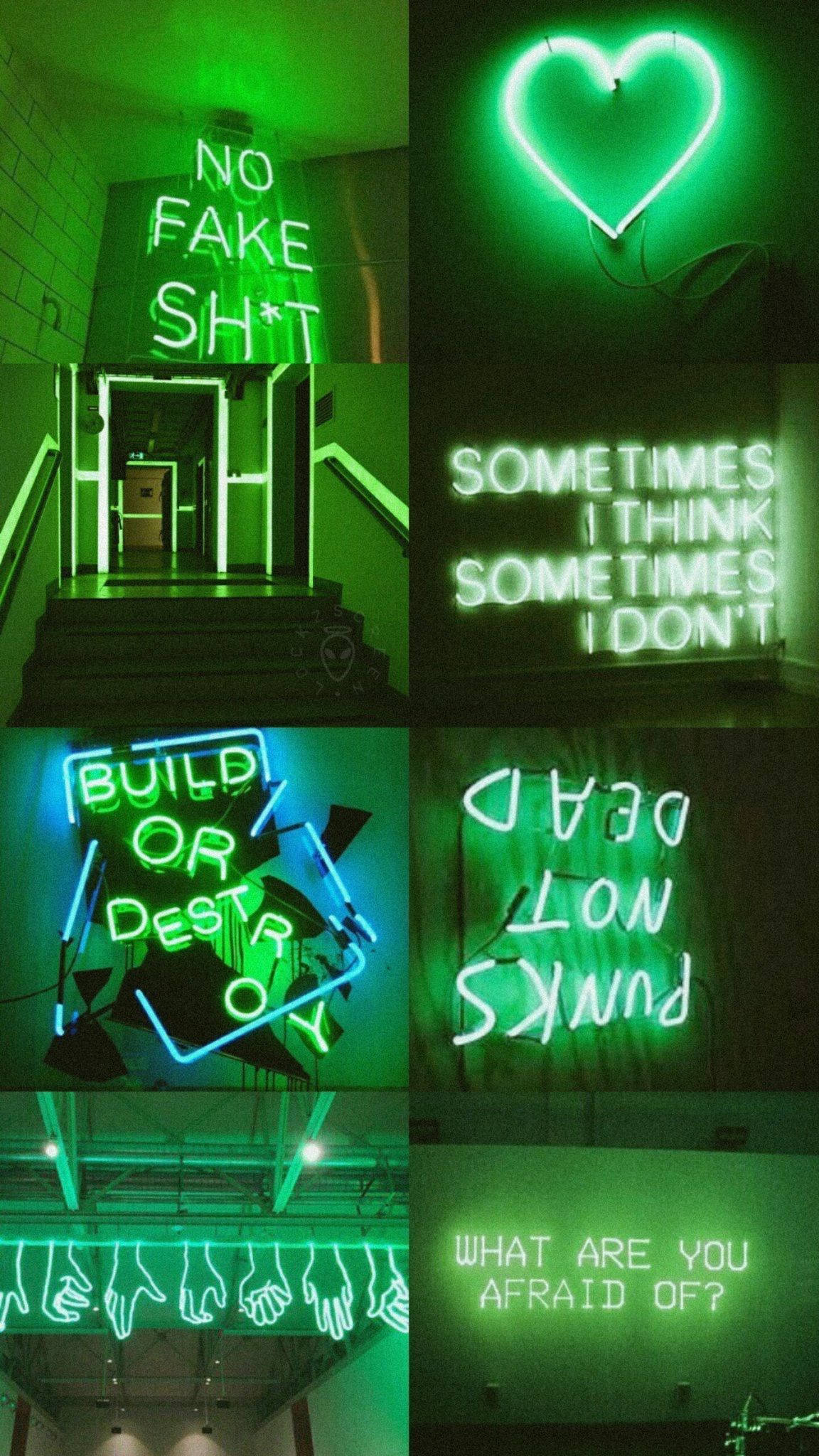 Pastelgroen Neonligte Muurpapier