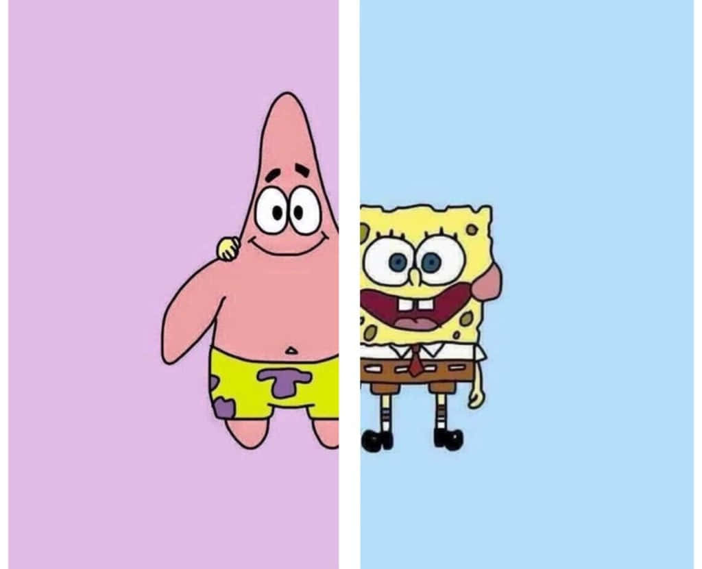 Patrick en SpongeBob Oulike Passende Beste Vriend Muurpapier Ontwerp Muurpapier