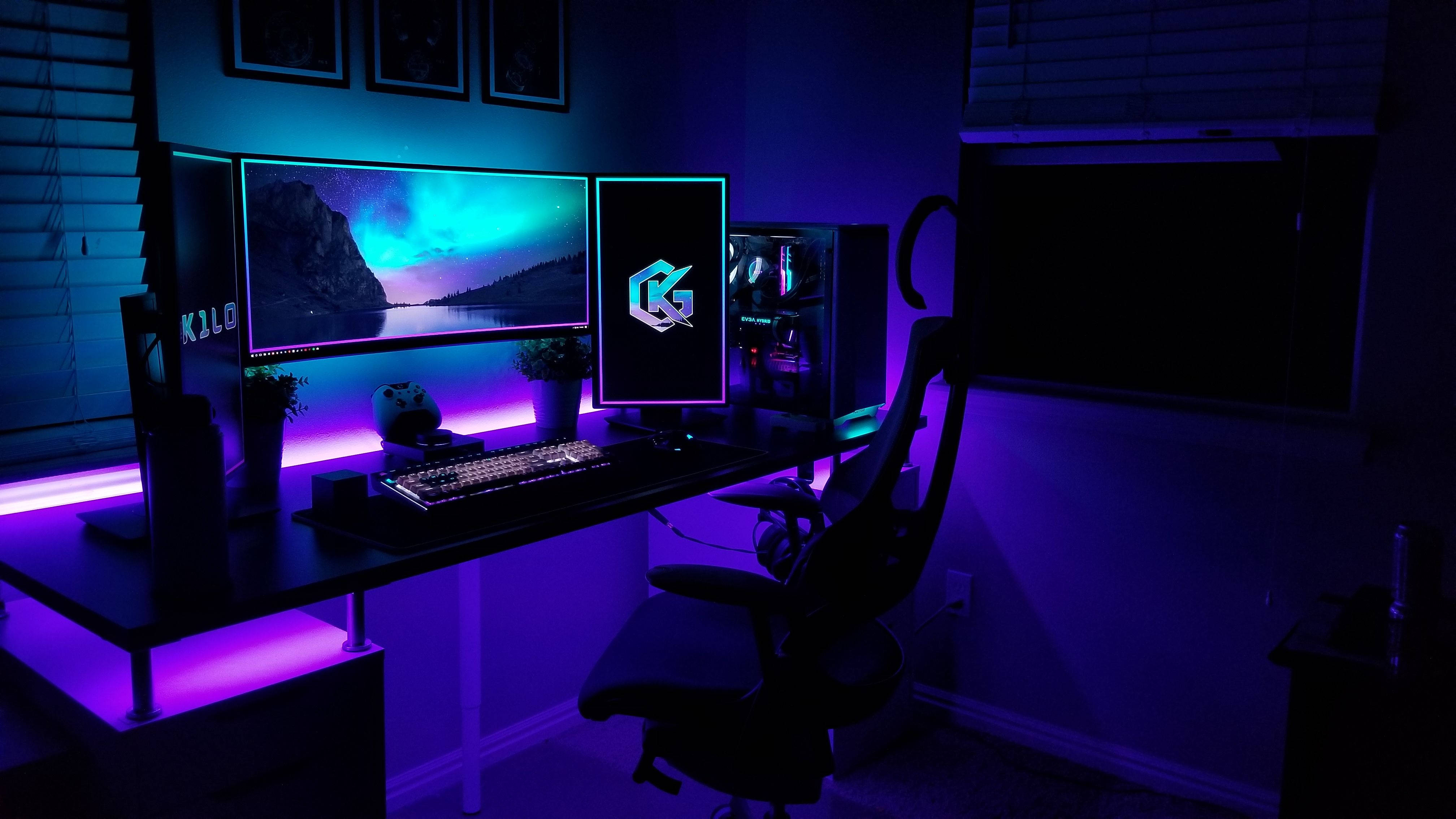 PC Gaming Opstelling RGB 4K Muurpapier